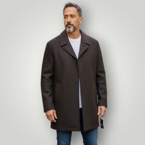 London Fog Collection Wool Blend Overcoat XXL‎ Black Plaid Lining Classic